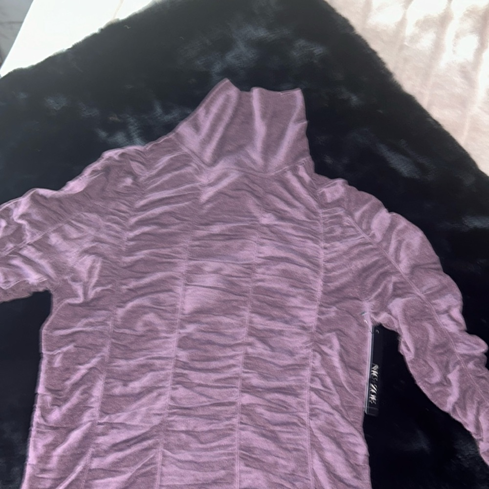 Brand new with tags, Nic and Zoe turtleneck, rouched plum sweater size Large